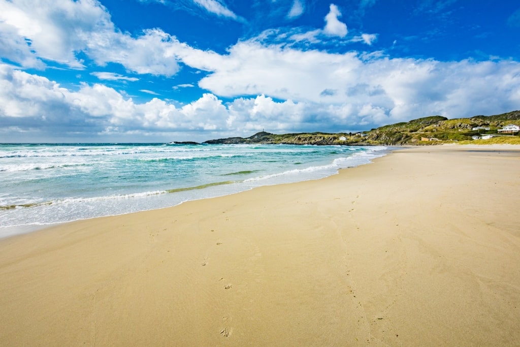 Sun-kissed coastline of Hellesto Beach