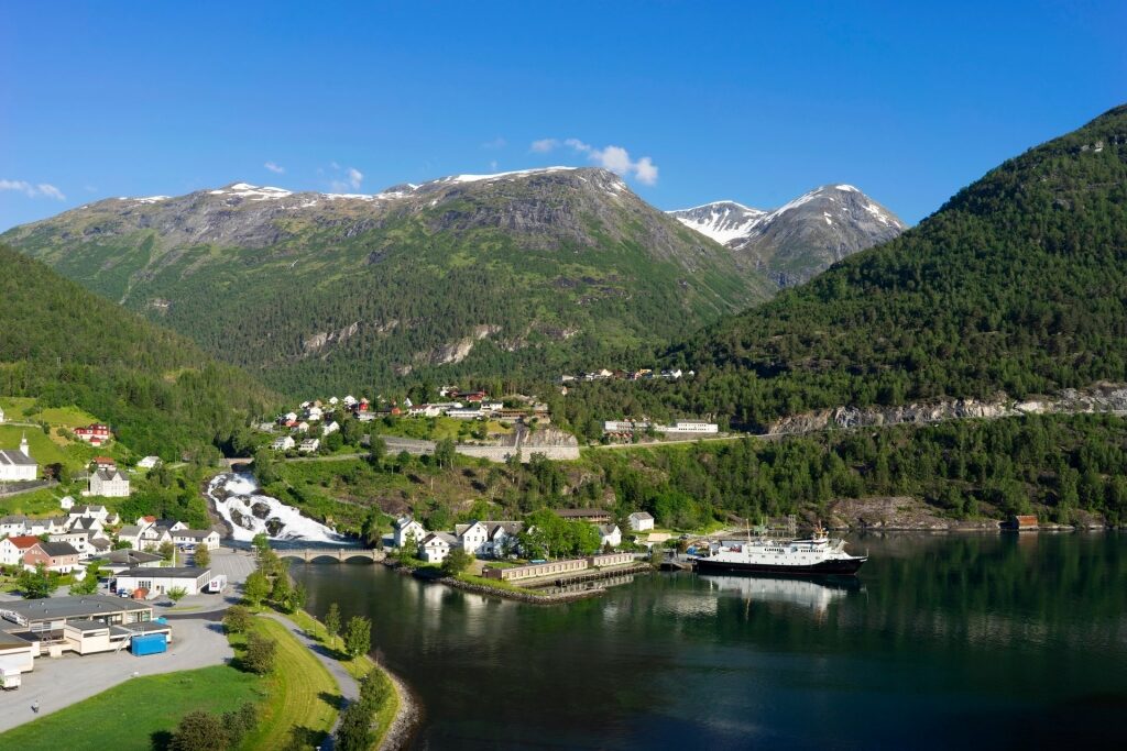 Aerial view of Hellesylt Beach