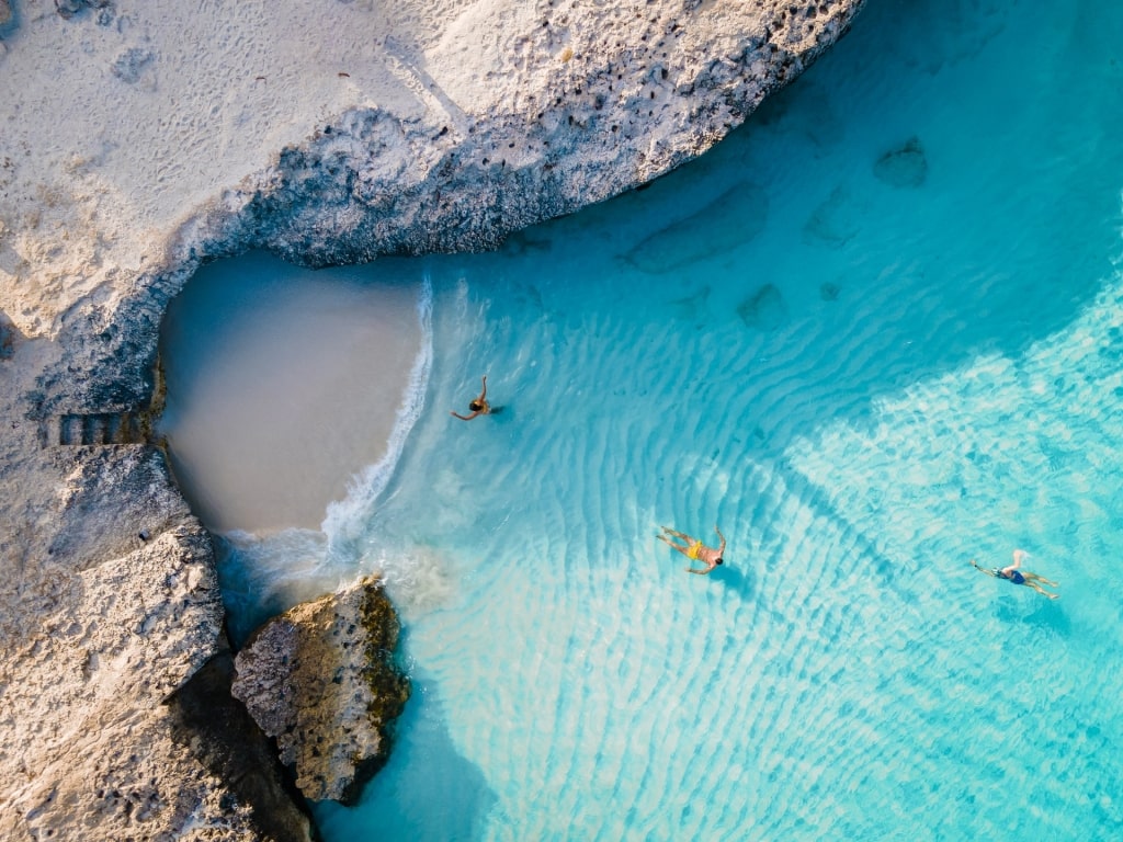 Beautiful sky blue waters of Tres Trapi Beach