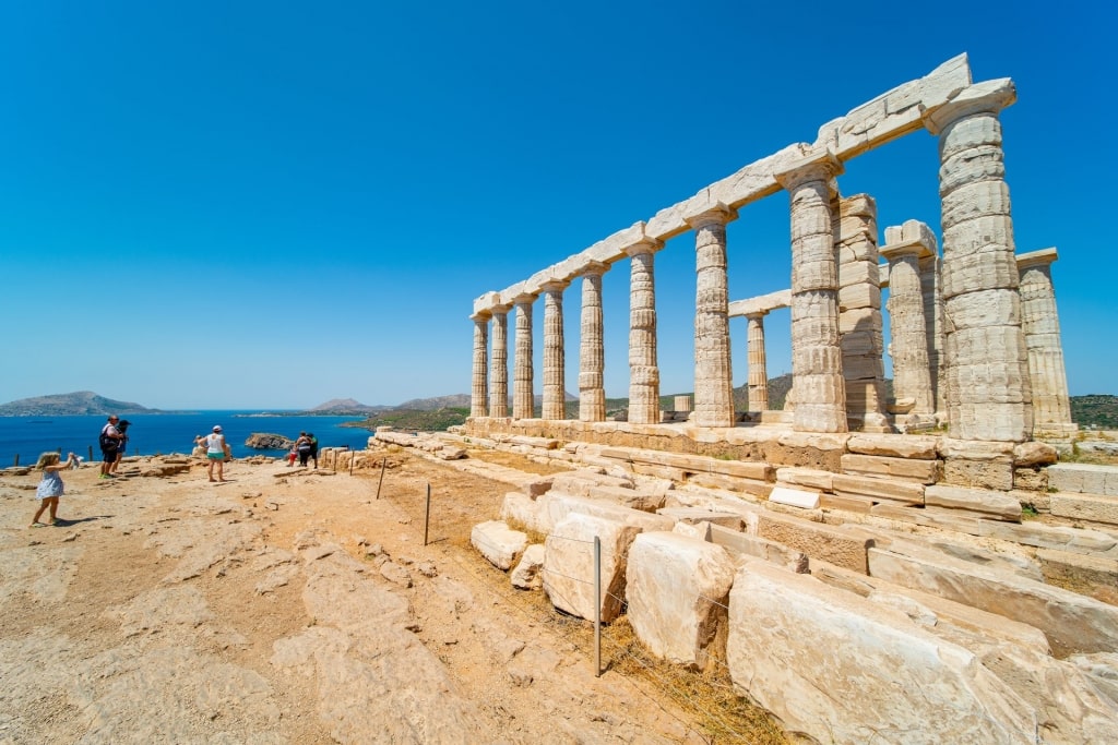 Milky-white marble ruin of Temple of Poseidon