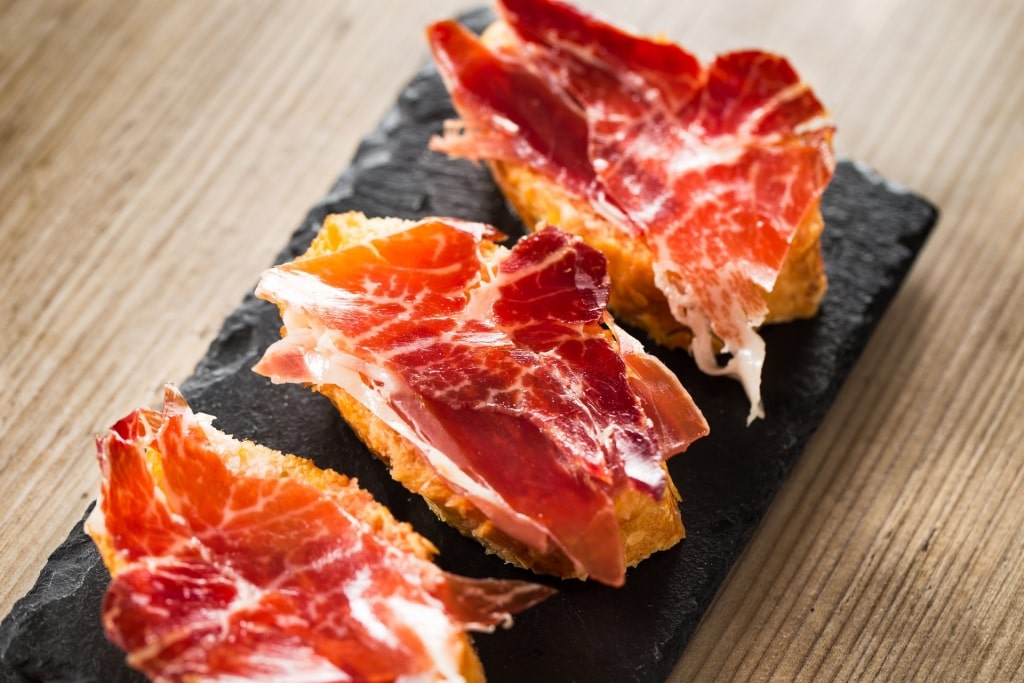 Plate of savory Jamón Ibérico