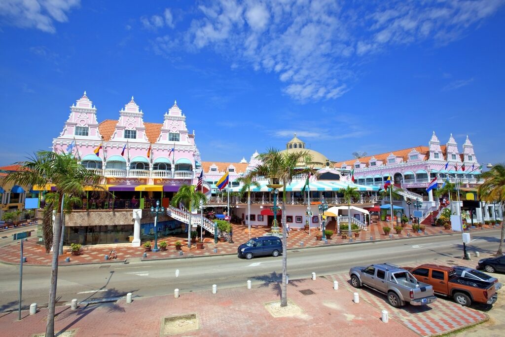 Colorful street in Oranjestad, Aruba