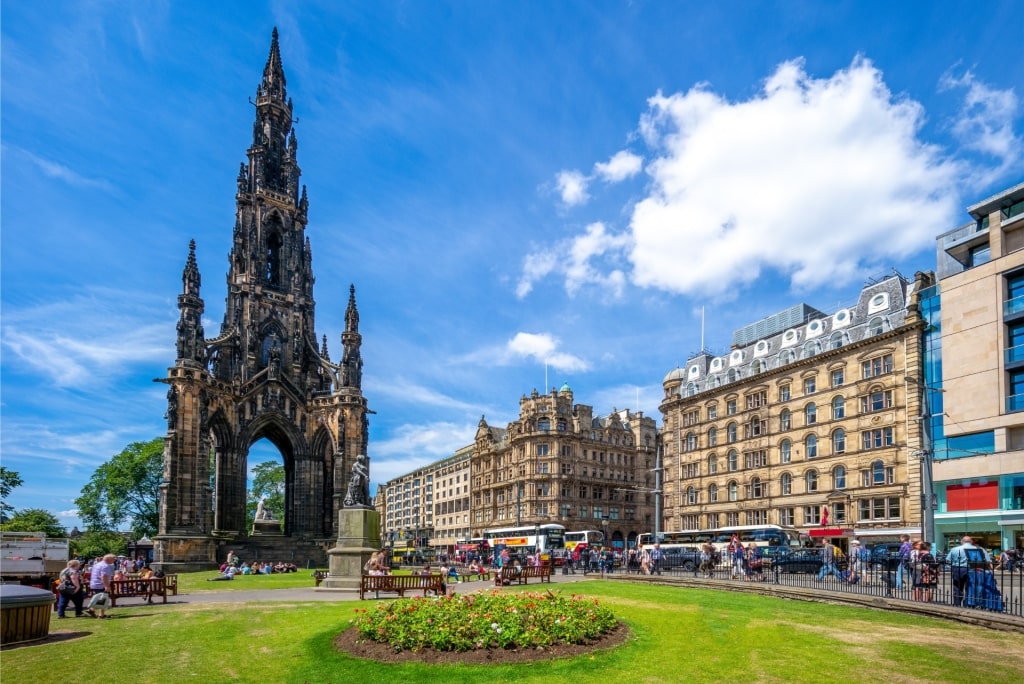 Historic buildings of Princes Street in Edinburgh, Scotland
