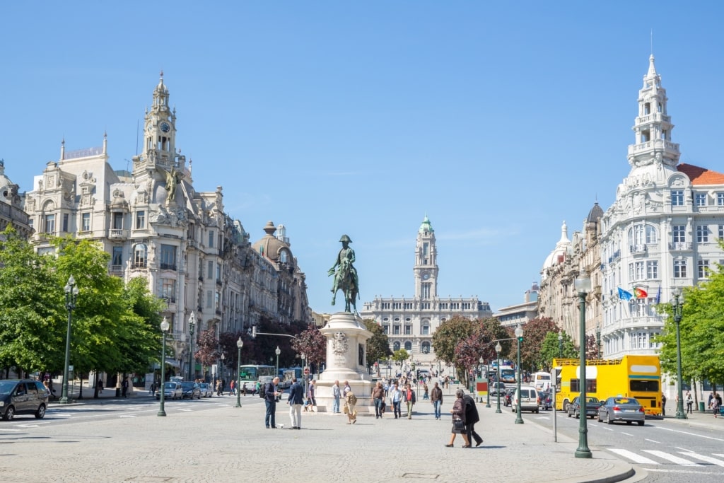 Gorgeous street scene of Avenida da Liberdade in Lisbon, Portugal