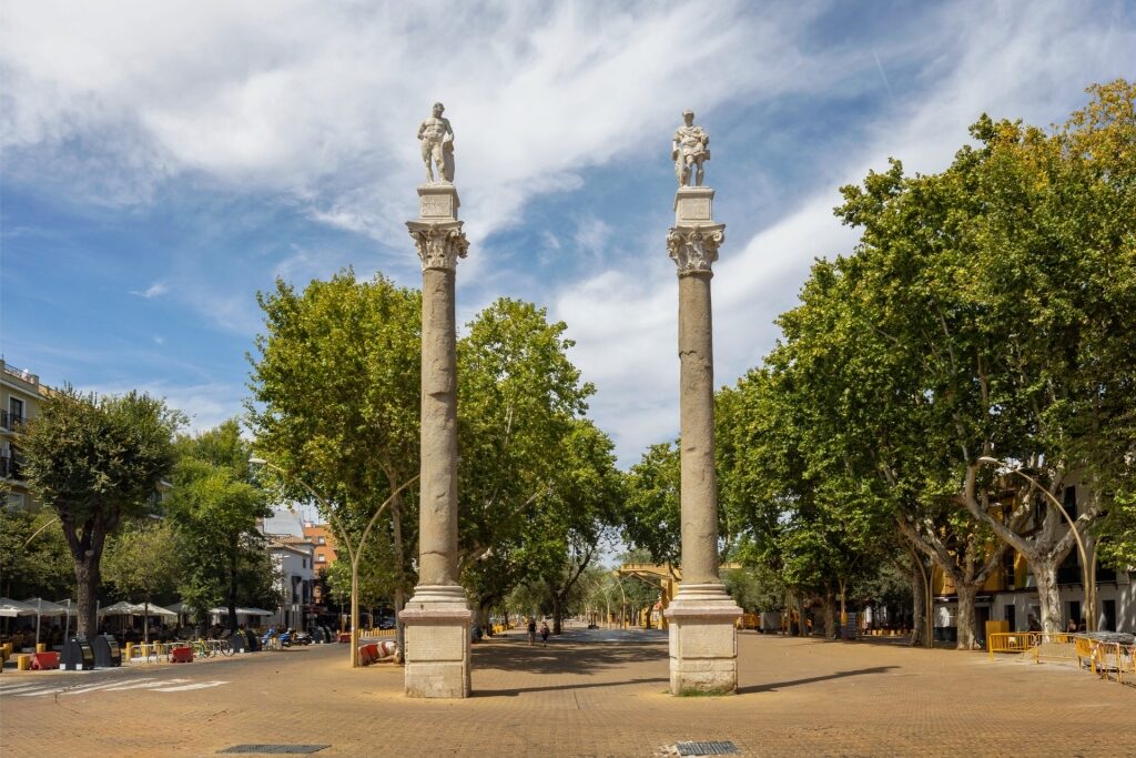 Historic Alameda de Hércules in Seville, Spain