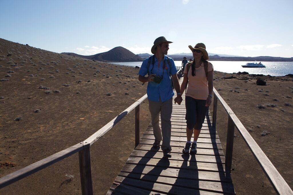 Couple walking in the Galapagos