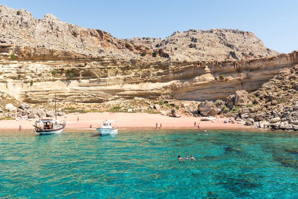 Idyllic Red Sand Beach with cliffs