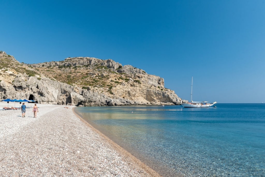 Pebbled sands of Traganou Beach