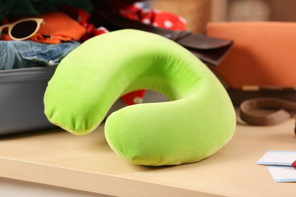 Green travel pillow