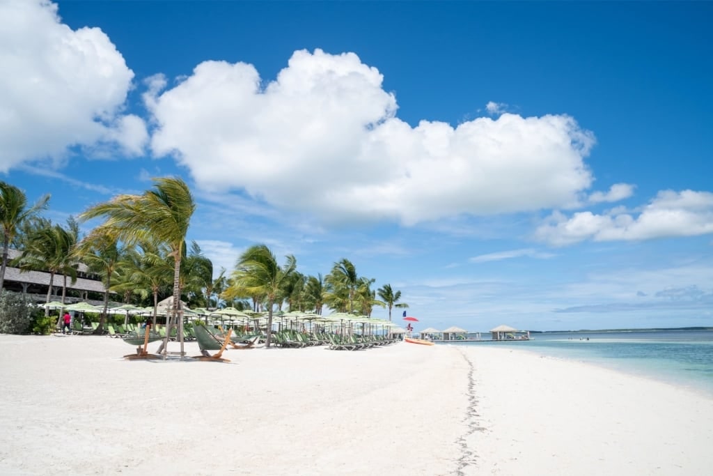 White sand beach in CocoCay, Bahamas