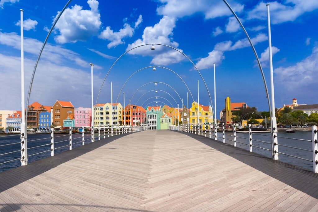 Beautiful view of Willemstad from Queen Emma Bridge