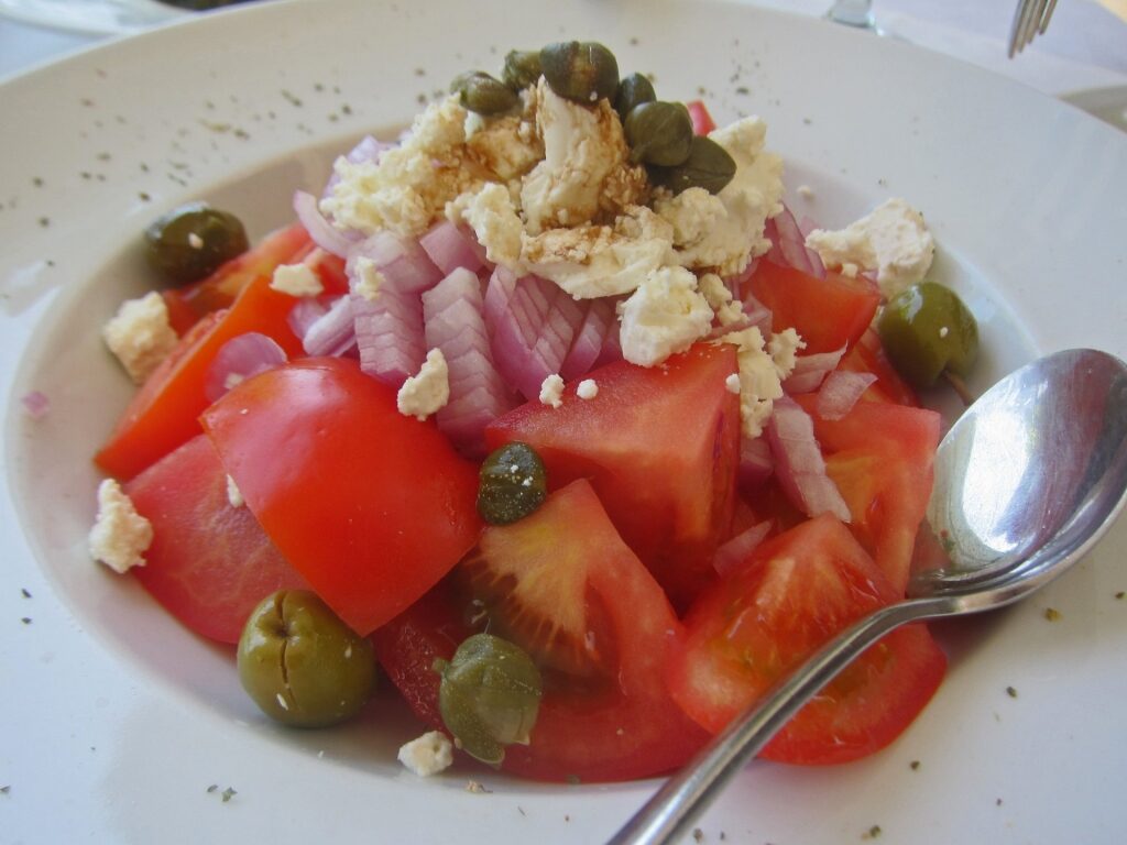 Plate of salad at Mavrikos restaurant