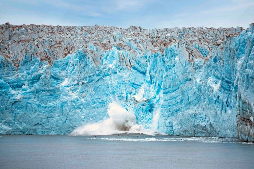 Amazing calving of Hubbard Glacier, one of the most beautiful places in Alaska