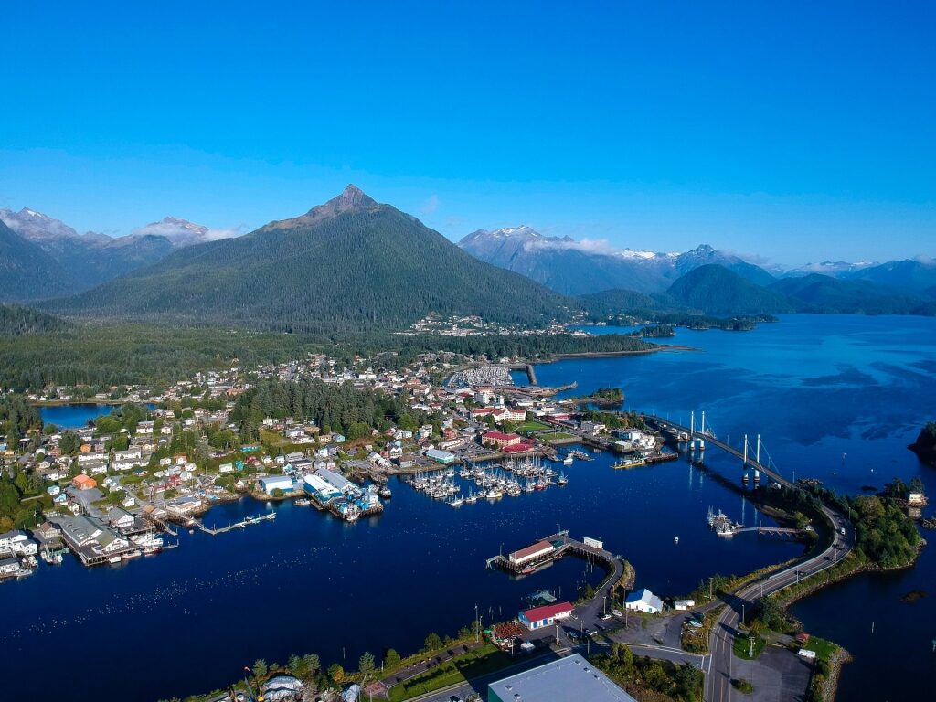 View of Sitka with mountains
