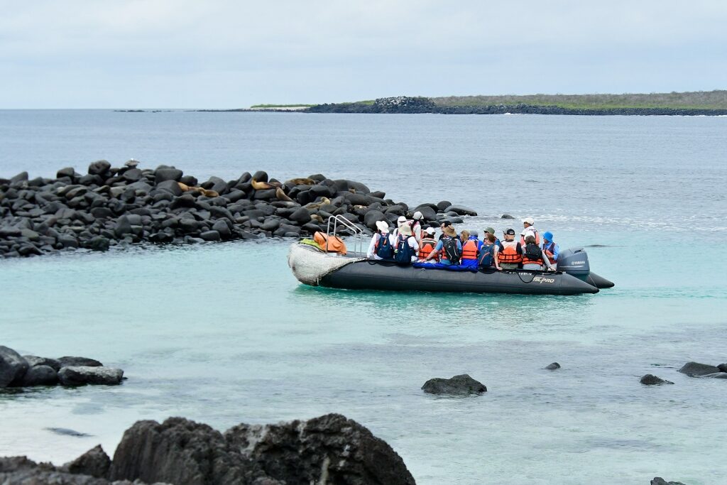 People on a shore excursion in the Galápagos