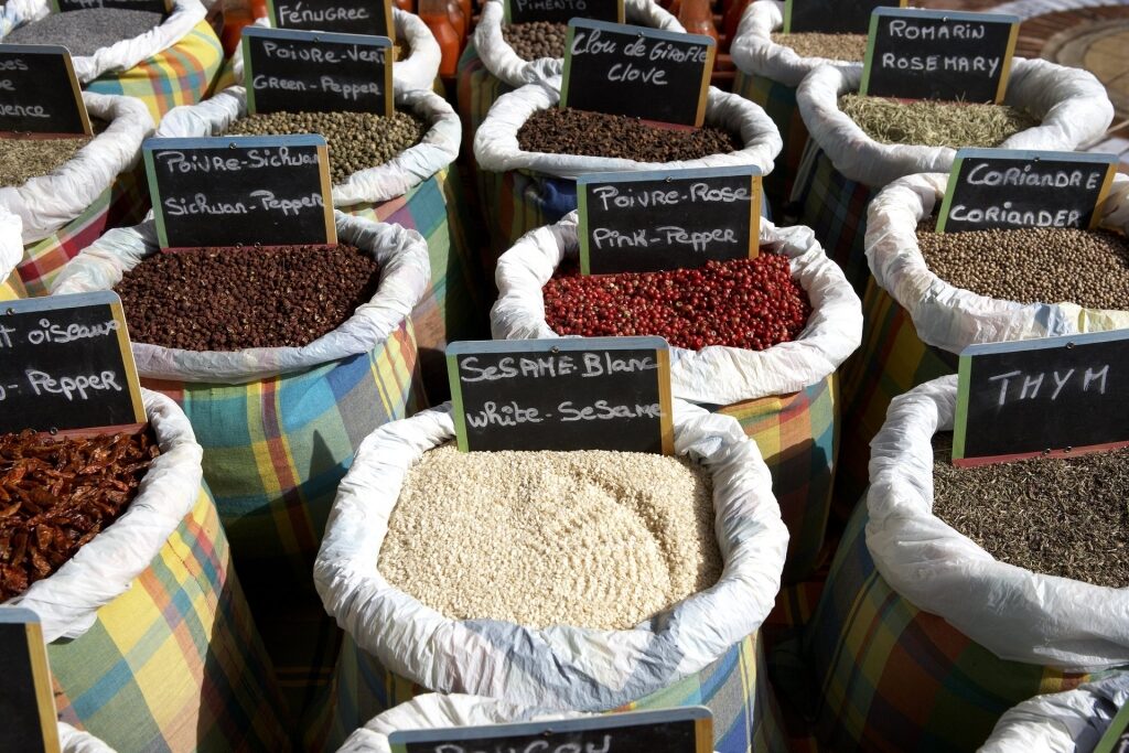 Spices on display at the Marigot Market