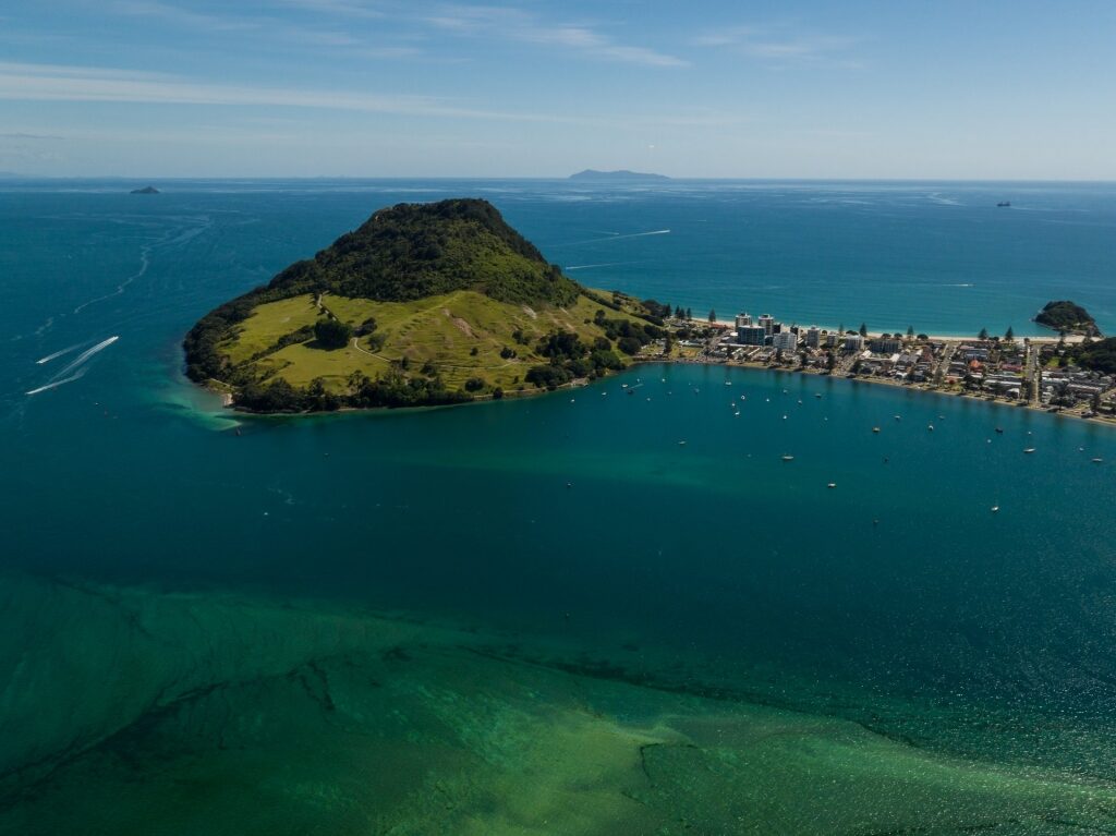 Scenic Mount Maunganui view with dark blue waters