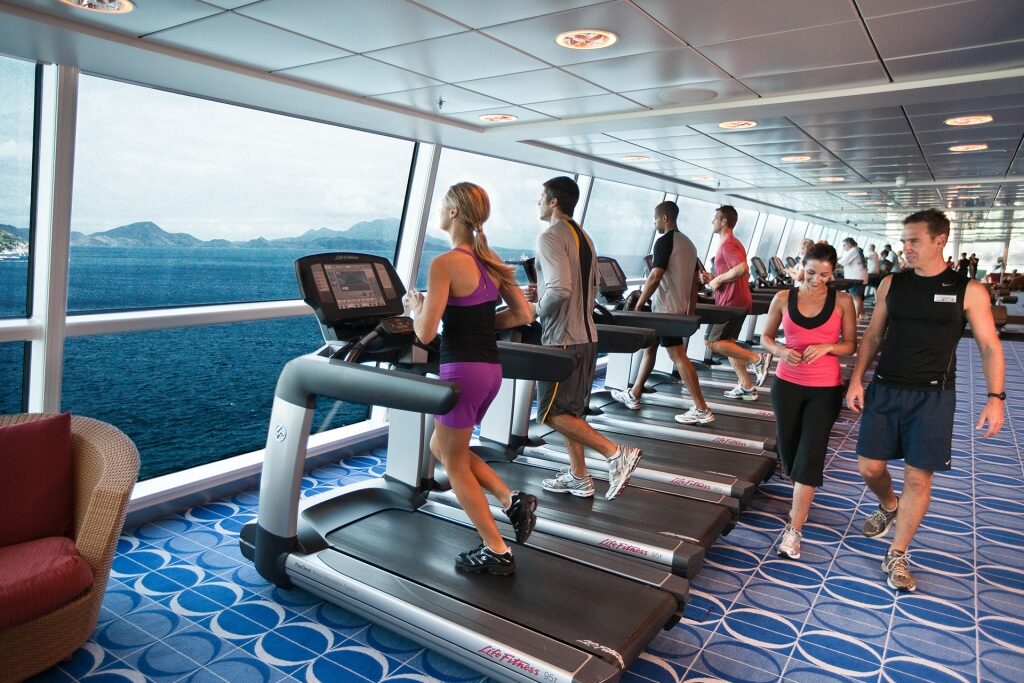 People inside a gym on a cruise