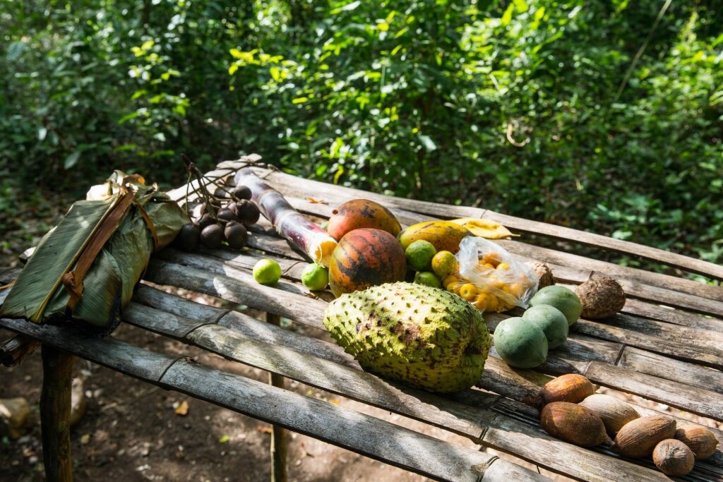 Fruits on a table while hiking in Belize