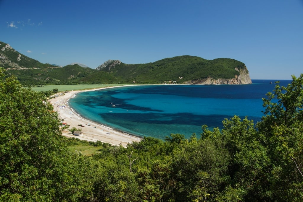 Lush landscape of Buljarica Beach