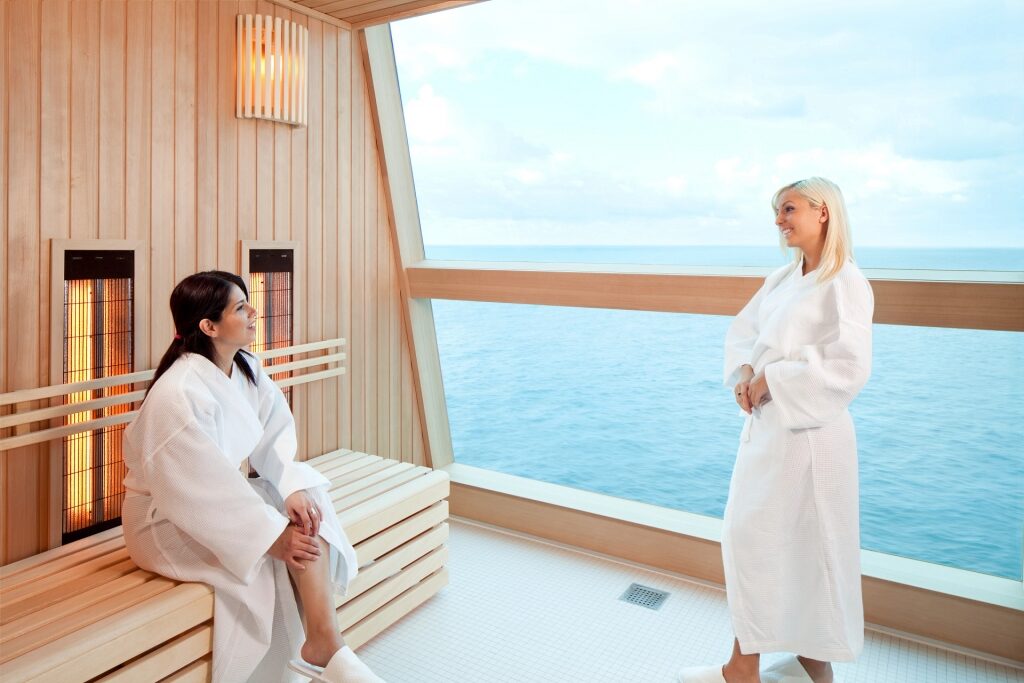 People relaxing at the Infrared Sauna