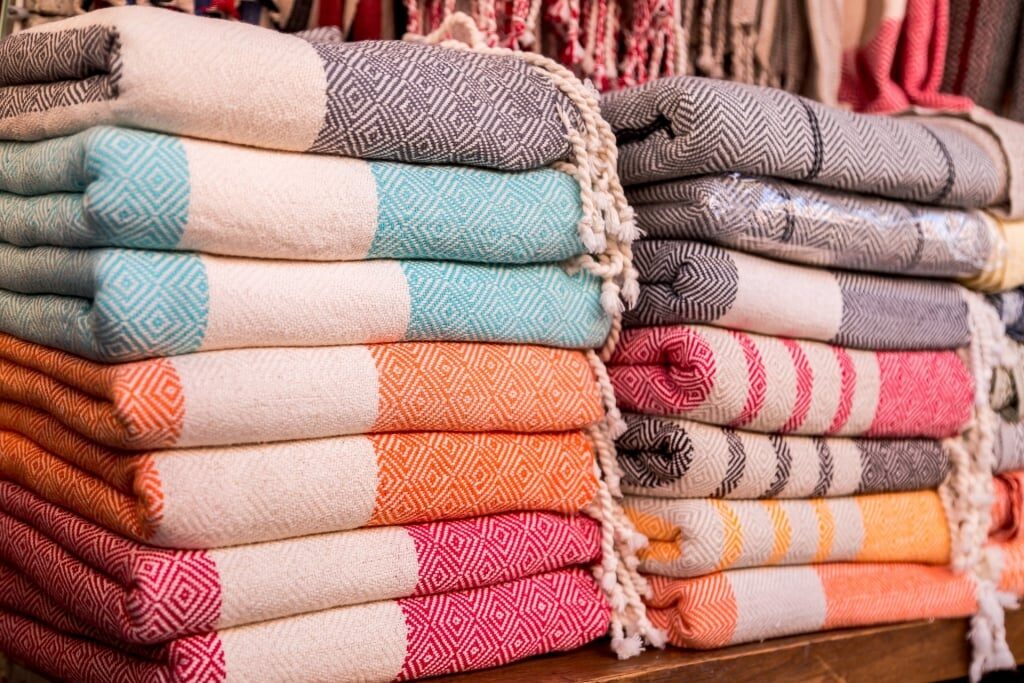 Woven towels sold at the Arasta Bazaar