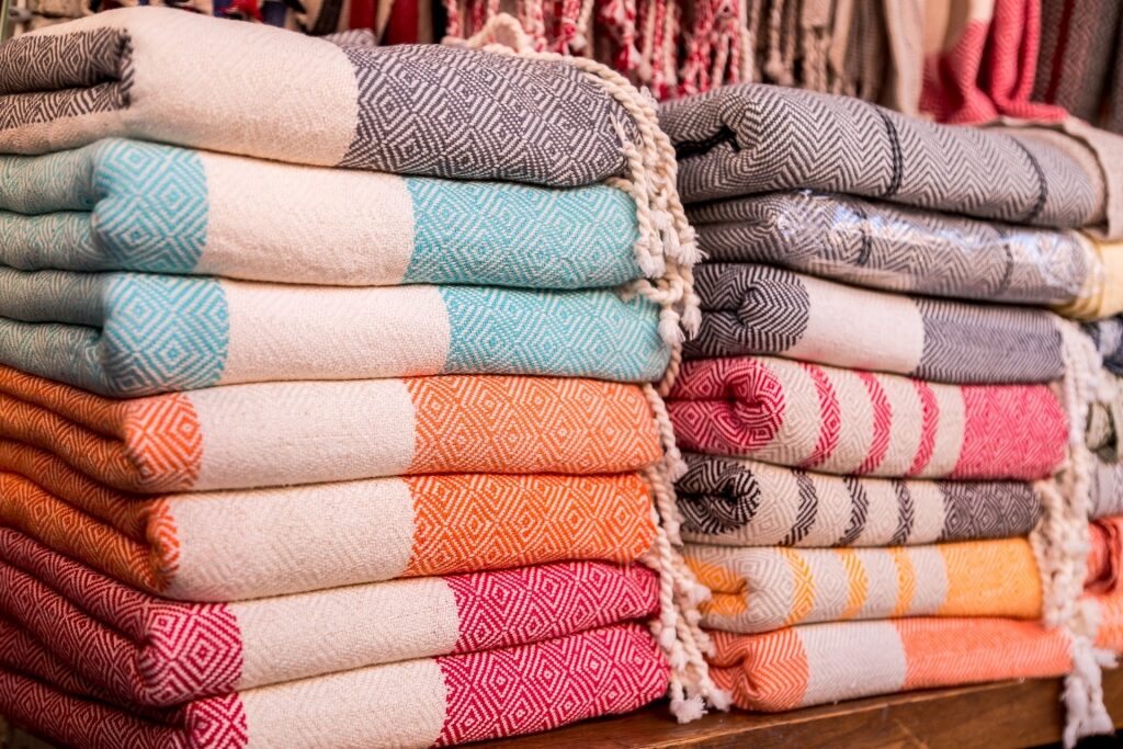 Woven towels sold at the Arasta Bazaar