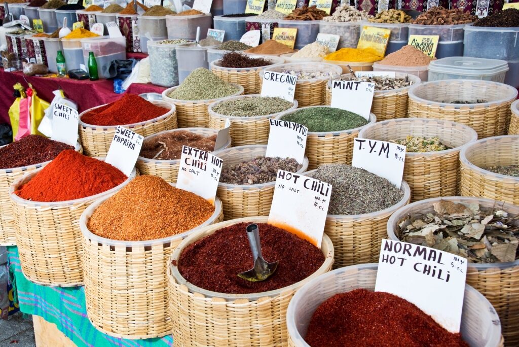 Different spices at the Spice Bazaar
