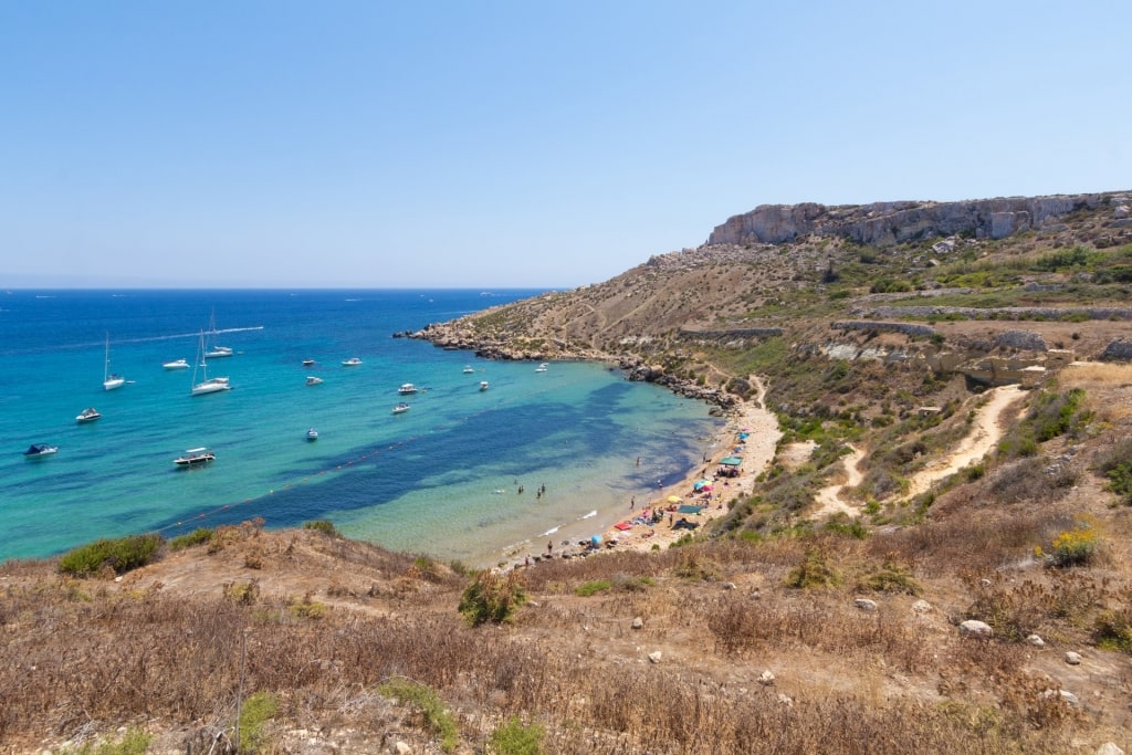 Rocky cliffs surrounding Imġiebaħ Beach