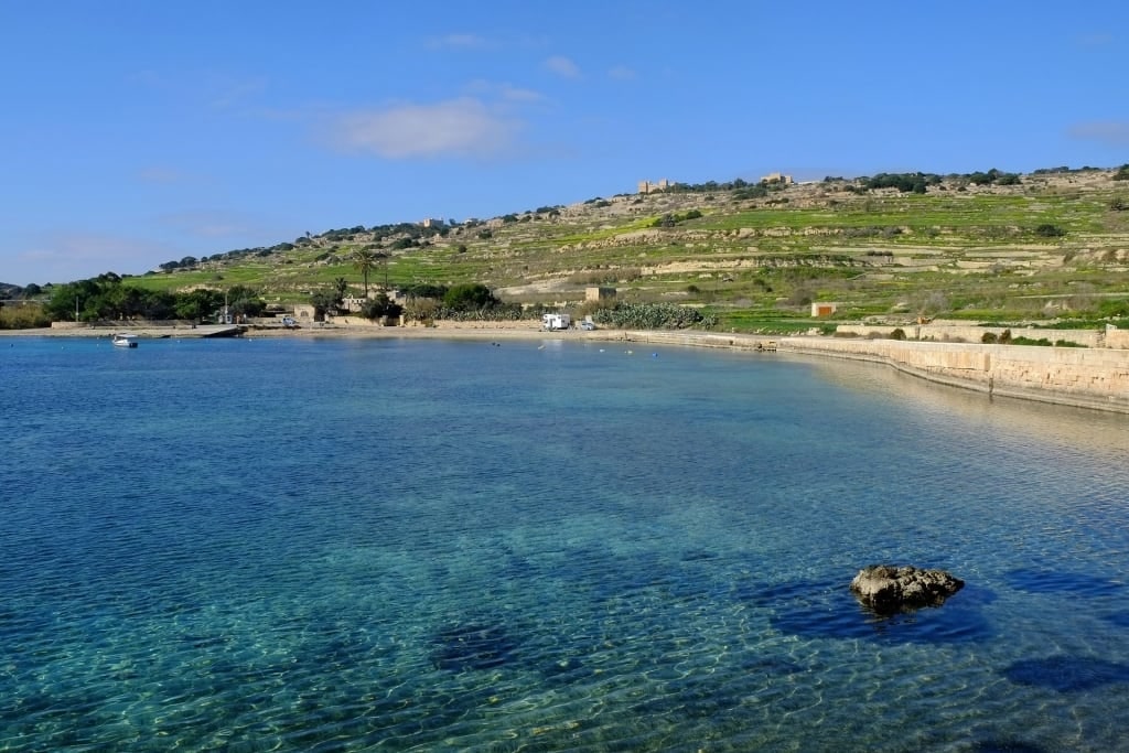 Clear blue waters of Mistra Bay