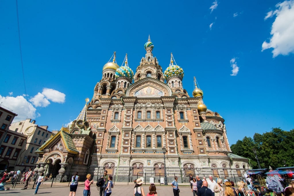 Colorful exterior of Church of the Resurrection in St. Petersburg