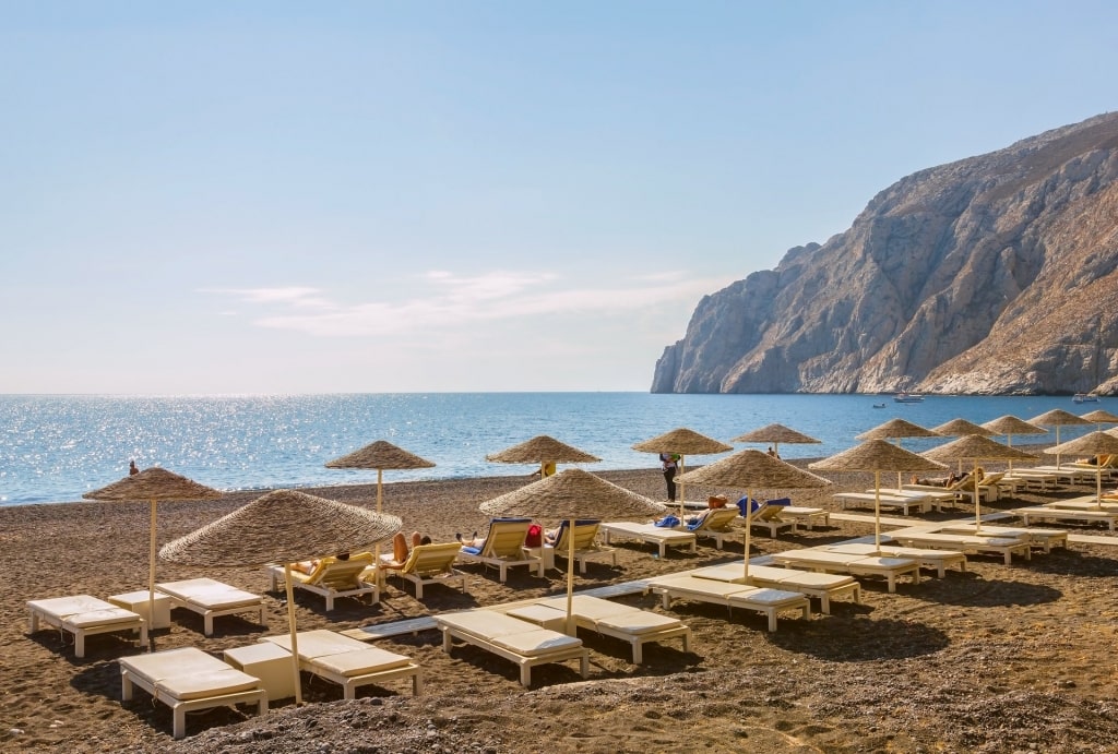 Kamari Beach, one of the best Santorini beaches