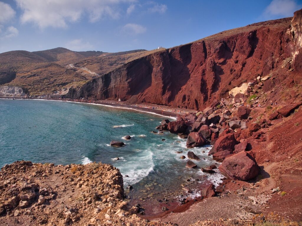 Vibrant cliffside of the Red Beach
