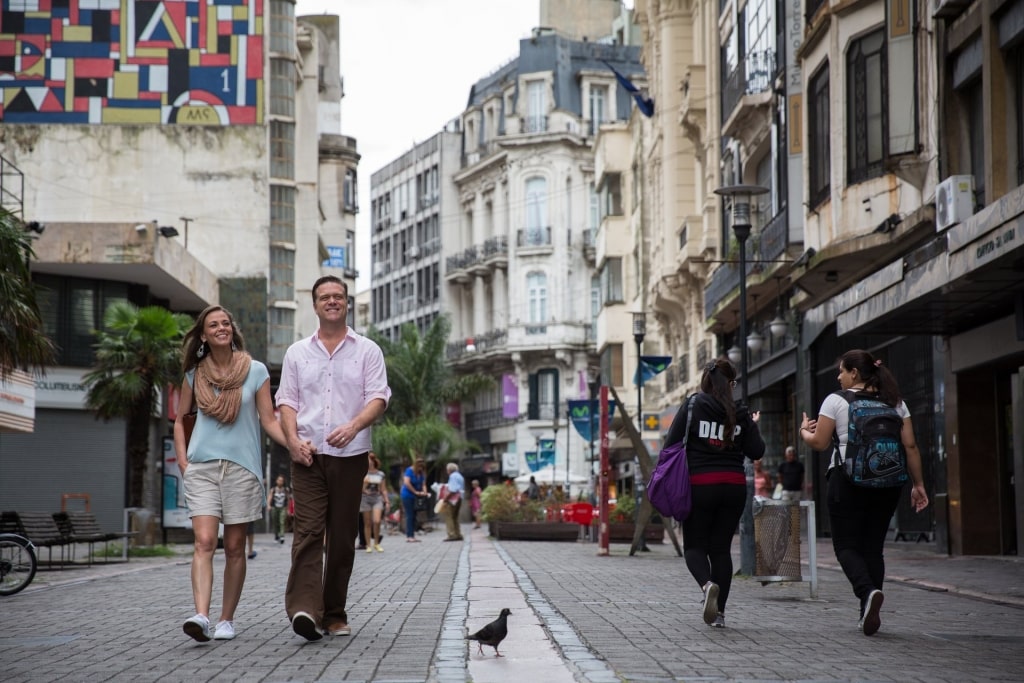 Couple strolling Ciudad Vieja in Montevideo