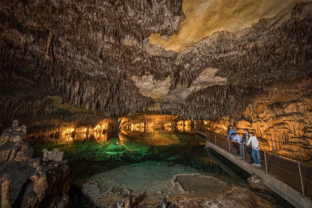 People sightseeing inside Caves of Drach, Palma de Mallorca