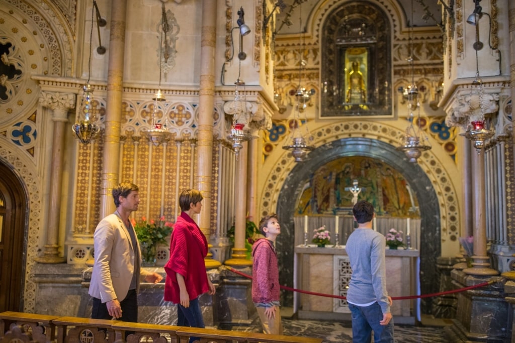 People touring inside the monastery of Montserrat, Barcelona