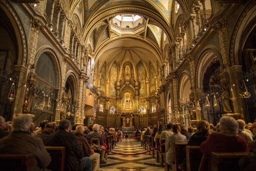View inside the beautiful Benedictine Monastery of Santa Maria de Montserrat