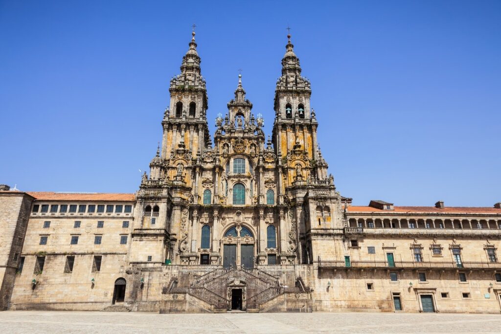 Beautiful architecture of Santiago de Compostela Cathedral, Galicia