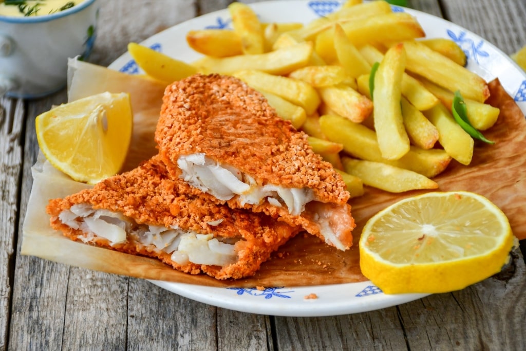 Fish and chips on a plate