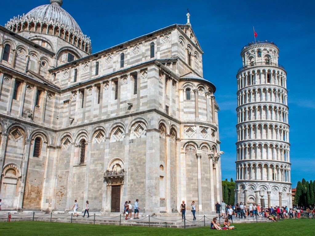 Beautiful facade of Leaning Tower of Pisa
