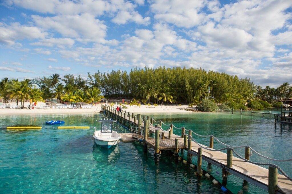 Lush scenery of Blue Lagoon Island with boardwalk