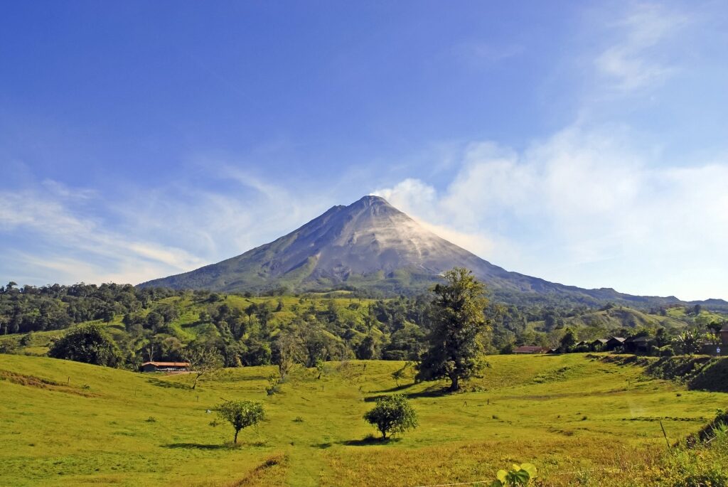 View of Arenal Volcano from a zipline