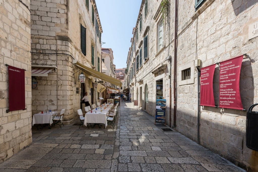 Street view of Proto Restaurant in Dubrovnik Old Town