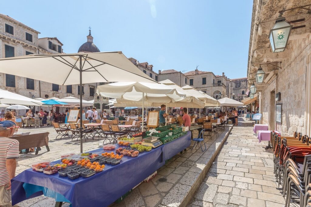 Produce stalls in Dubrovnik Old Town