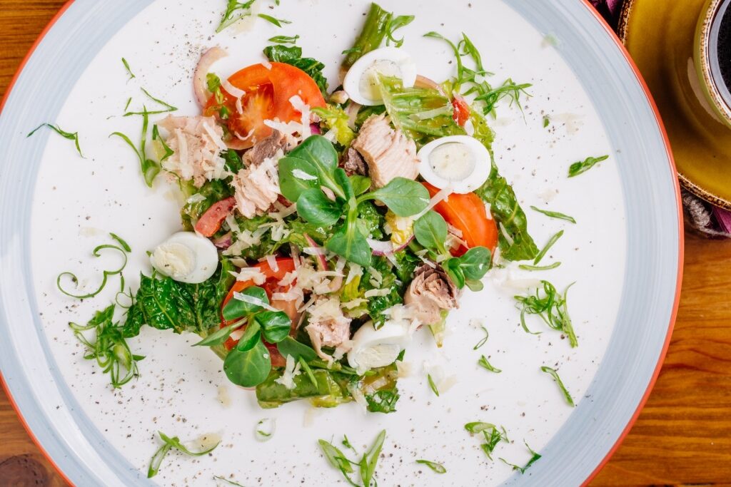 Plate of Salade Niçoise, one of the most famous Provencal food