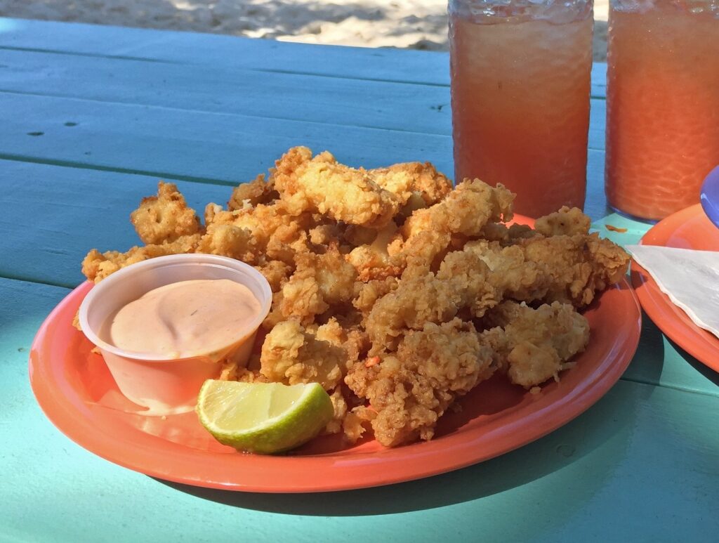 Platter of cracked conch