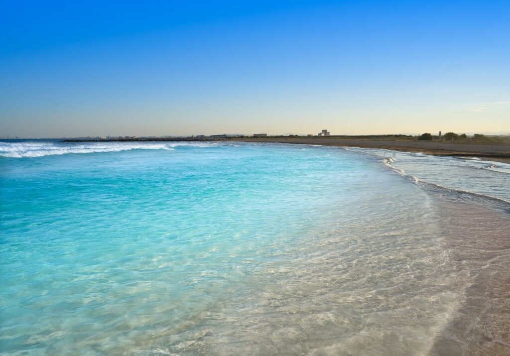 Turquoise waters of Pobla de Farnals Beach