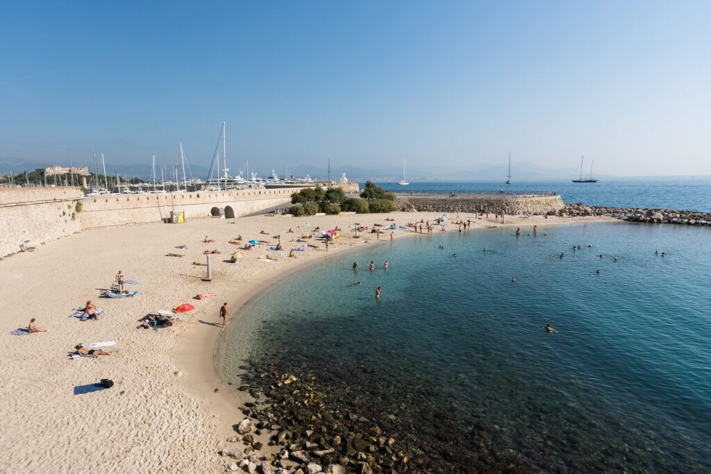 Sunloungers at a beach in Antibes