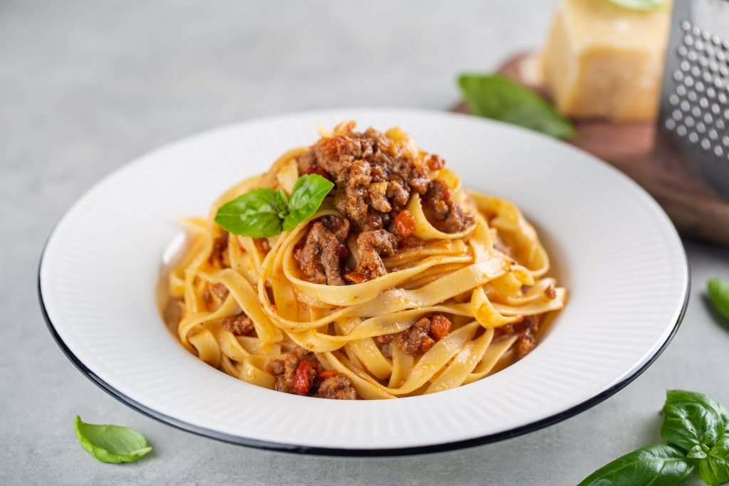 Plate of tagliatelle al ragu