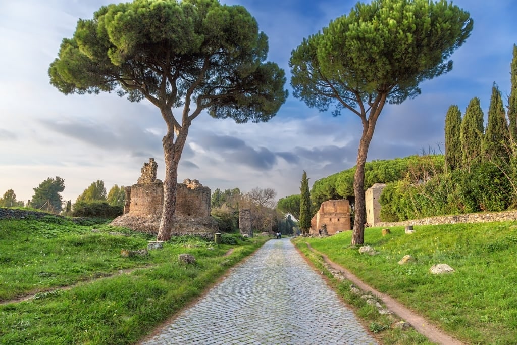 Lush landscape of historic Appian Way